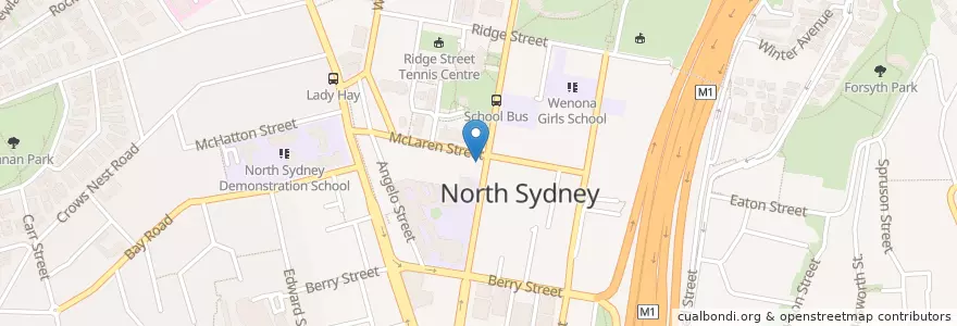 Mapa de ubicacion de Lincontro en Australia, New South Wales, North Sydney Council, Sydney.