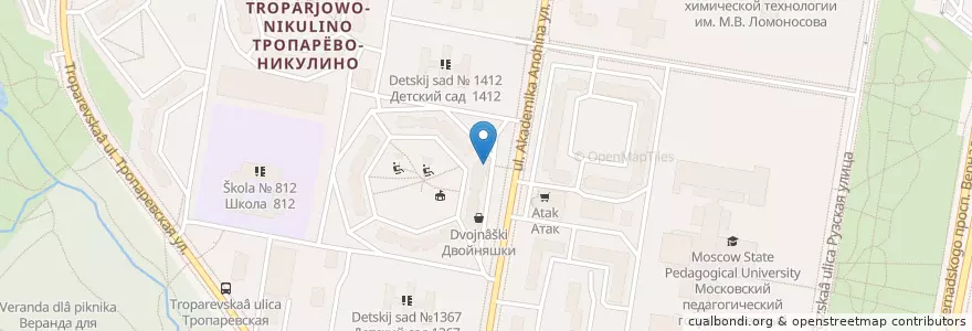 Mapa de ubicacion de Флория en روسيا, Центральный Федеральный Округ, Москва, Западный Административный Округ, Район Тропарёво-Никулино.