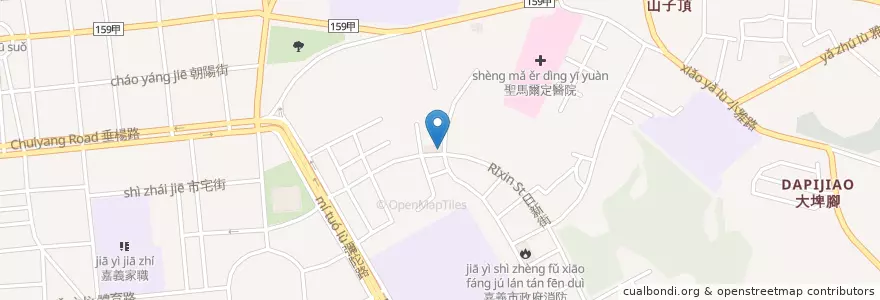 Mapa de ubicacion de 歐琳達Olinda鄉村料理坊 en 台湾, 台湾省, 嘉義市, 嘉義県, 東区.