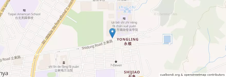 Mapa de ubicacion de 臺北市立大學(天母校區) en 타이완, 신베이 시, 타이베이시, 스린 구.
