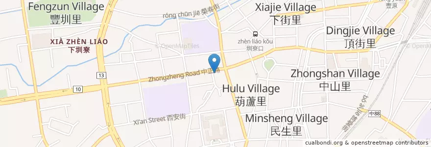Mapa de ubicacion de 合作金庫商業銀行 en Taiwan, Taichung, Fengyuan.