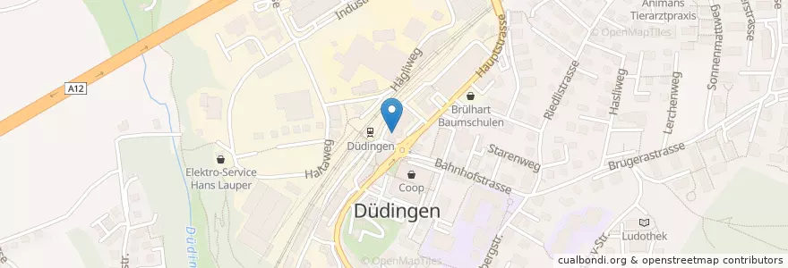 Mapa de ubicacion de Hotel Bahnhof en Switzerland, Fribourg, Sensebezirk, Düdingen.
