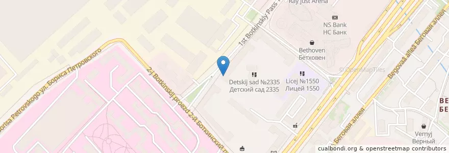 Mapa de ubicacion de Детская библиотека-филиал № 33 (32) en 러시아, Центральный Федеральный Округ, Москва, Северный Административный Округ, Район Беговой.