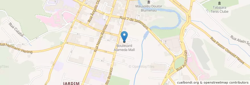 Mapa de ubicacion de Benkendorff Kaffee en Бразилия, Южный Регион, Санта-Катарина, Região Geográfica Intermediária De Blumenau, Microrregião De Blumenau, Блуменау.