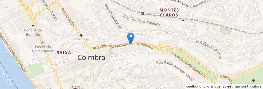 Mapa de ubicacion de CBR-00001 en پرتغال, Centro, Baixo Mondego, Coimbra, Coimbra, Sé Nova, Santa Cruz, Almedina E São Bartolomeu.