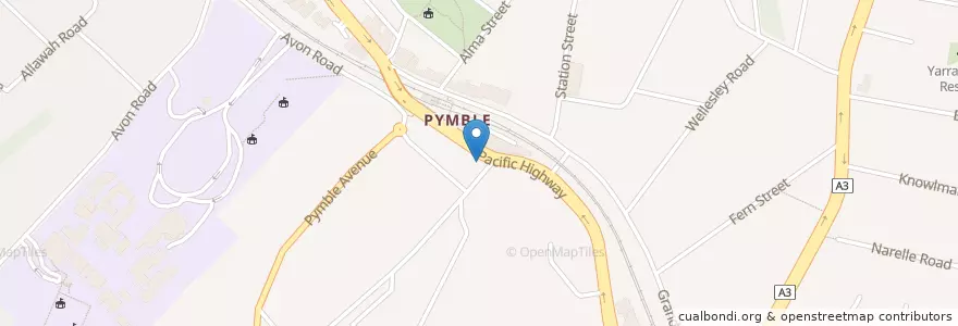 Mapa de ubicacion de Pymble Uniting Church en 澳大利亚, 新南威尔士州, Sydney, Ku-Ring-Gai Council.