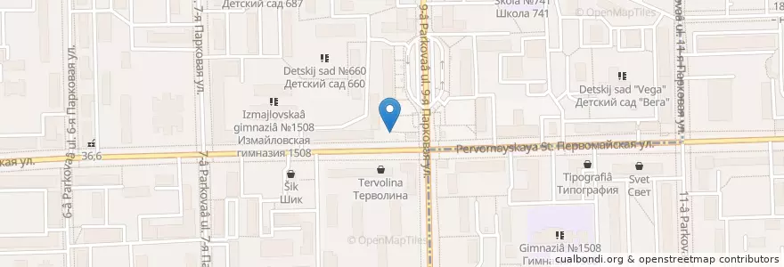 Mapa de ubicacion de Тандыр en 俄罗斯/俄羅斯, Центральный Федеральный Округ, Москва, Восточный Административный Округ, Район Измайлово.