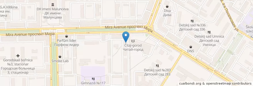 Mapa de ubicacion de Café Neo en ロシア, シベリア連邦管区, オムスク州, オムスク地区, オムスク管区.