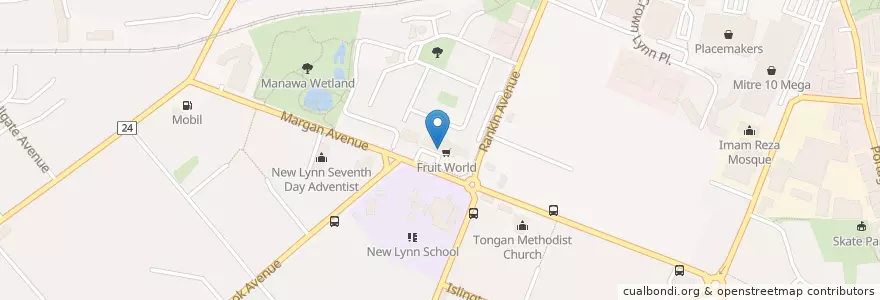Mapa de ubicacion de Bernies Food Bar en New Zealand / Aotearoa, Auckland, Whau.