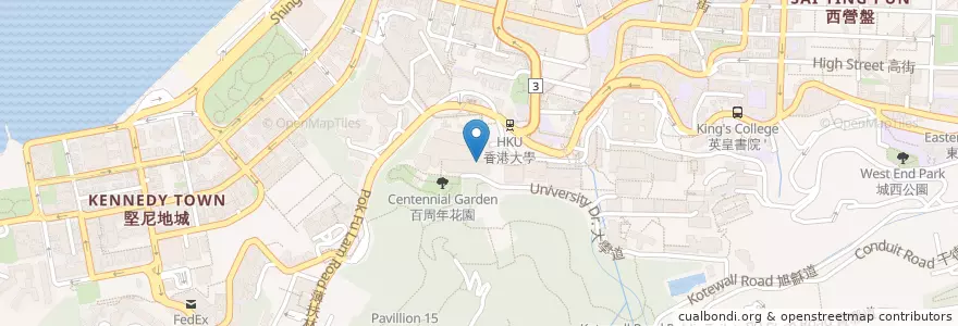 Mapa de ubicacion de 東亞銀行香港大學分行 The Bank of East Asia HKU Branch en Çin, Guangdong, Hong Kong, Hong Kong Adası, Yeni Bölgeler, 中西區 Central And Western District.