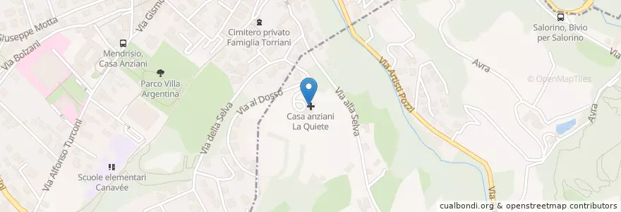 Mapa de ubicacion de Casa anziani La Quiete en Schweiz/Suisse/Svizzera/Svizra, Ticino, Distretto Di Mendrisio, Circolo Di Balerna, Mendrisio.