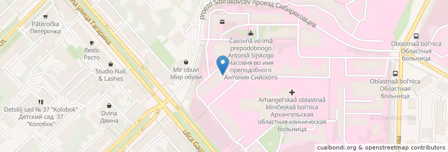 Mapa de ubicacion de СПИД-центр en Russland, Föderationskreis Nordwest, Oblast Archangelsk, Приморский Район, Городской Округ Архангельск.