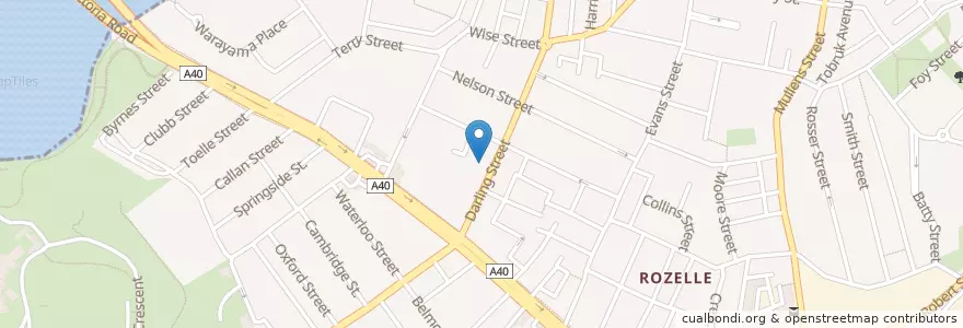 Mapa de ubicacion de Rozelle Post Office en Australia, New South Wales, Inner West Council, Sydney.