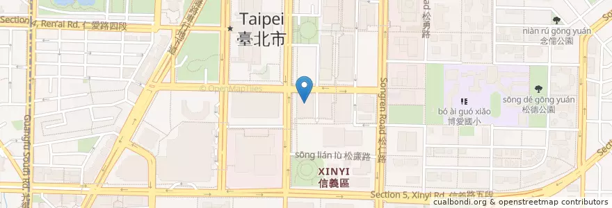 Mapa de ubicacion de Vapiano en تايوان, تايبيه الجديدة, تايبيه, 信義區.