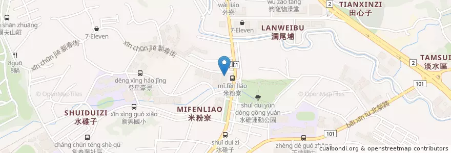 Mapa de ubicacion de 晉家門開鍋 en تایوان, 新北市, 淡水區.