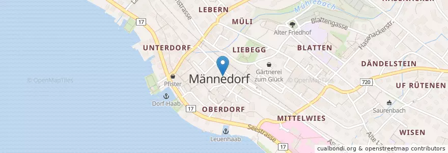 Mapa de ubicacion de Regiobank Männedorf en Switzerland, Zurich, Bezirk Meilen, Männedorf.