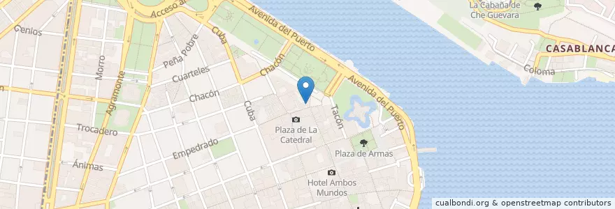 Mapa de ubicacion de La Moneda Cubana en 쿠바, La Habana, La Habana Vieja.