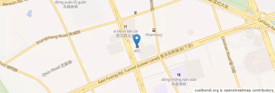 Mapa de ubicacion de KFC en 中国, 上海市, 浦東新区.