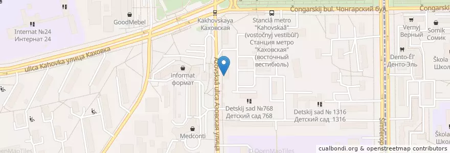 Mapa de ubicacion de Горздрав en Rusia, Distrito Federal Central, Москва, Юго-Западный Административный Округ, Район Зюзино.