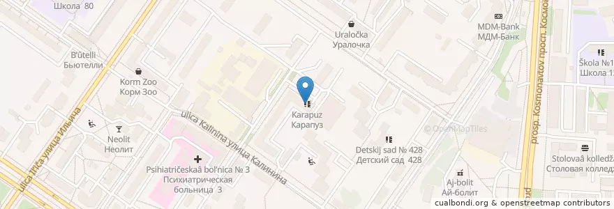 Mapa de ubicacion de Карапуз en Rusland, Уральский Федеральный Округ, Свердловская Область, Городской Округ Екатеринбург.