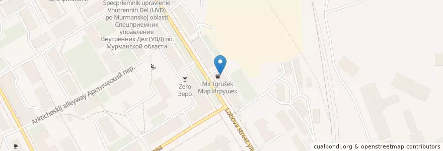 Mapa de ubicacion de Россельхозбанк en Russie, District Fédéral Du Nord-Ouest, Oblast De Mourmansk, Городской Округ Мурманск.