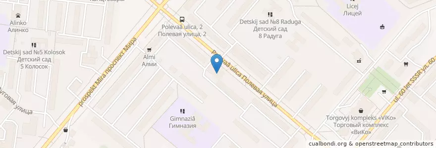 Mapa de ubicacion de Орлан en Rusland, Centraal Federaal District, Oblast Moskou, Городской Округ Щёлково, Городской Округ Фрязино.
