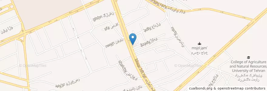 Mapa de ubicacion de نان داغ کباب داغ آتا en Iran, Alborz, شهرستان کرج, بخش مرکزی شهرستان کرج, کرج.