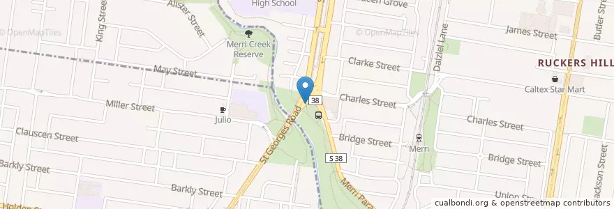 Mapa de ubicacion de Merri Creek Bike Repair Station en Australia, Victoria.