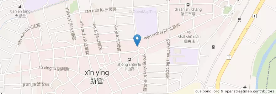 Mapa de ubicacion de 第一商業銀行 en Taiwan, 臺南市, 新營區.