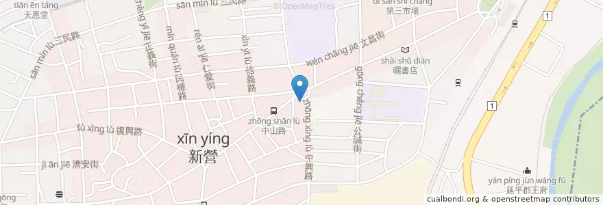 Mapa de ubicacion de 中國信託商業銀行 en 타이완, 타이난 시, 新營區.