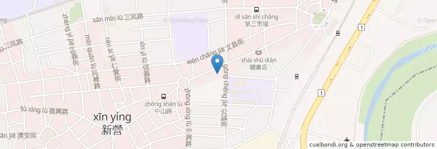 Mapa de ubicacion de 元大商業銀行 en Taiwan, 臺南市, 新營區.