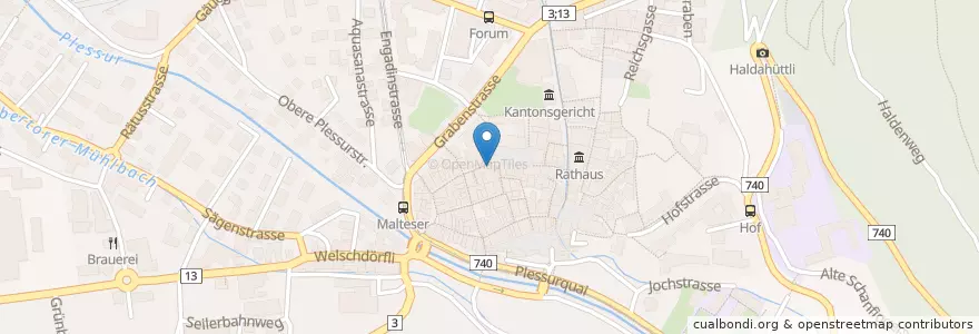 Mapa de ubicacion de Wok & Momo en Suiza, Grisones, Plessur, Chur.