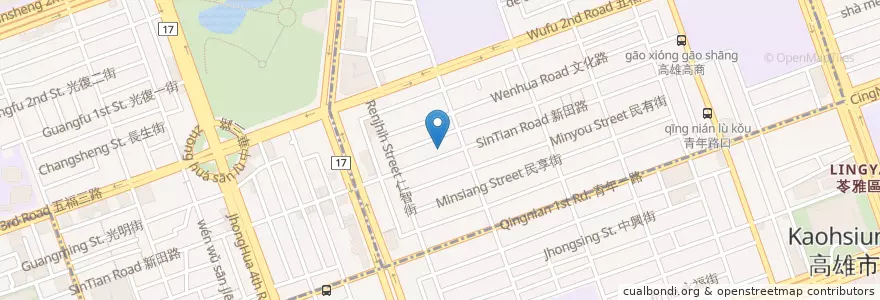 Mapa de ubicacion de 芒果恰恰 en Taiwan, Kaohsiung, 新興區.