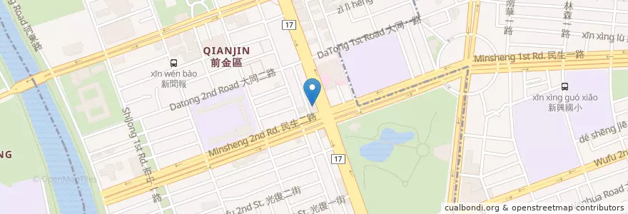 Mapa de ubicacion de 高雄牛乳大王 en تایوان, کائوهسیونگ, 前金區.