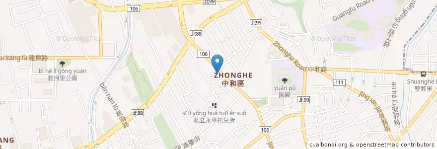 Mapa de ubicacion de 越南河粉 en 타이완, 신베이 시, 중허 구.