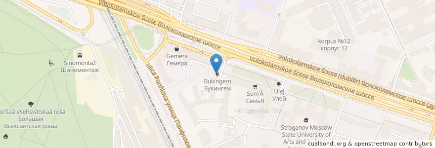 Mapa de ubicacion de Букингем en 俄罗斯/俄羅斯, Центральный Федеральный Округ, Москва, Район Сокол.