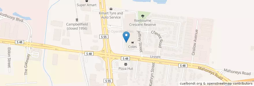 Mapa de ubicacion de B&B Cafe en Australia, Victoria, City Of Hume.