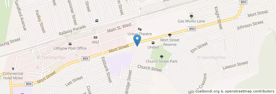 Mapa de ubicacion de Hoskins Uniting Church en Австралия, Новый Южный Уэльс, Lithgow City Council.