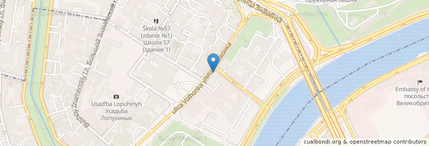 Mapa de ubicacion de Хинкальная en Russland, Föderationskreis Zentralrussland, Moskau, Zentraler Verwaltungsbezirk, Район Хамовники.