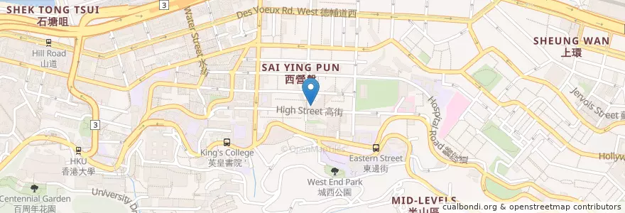 Mapa de ubicacion de Pizzeria Italia en China, Guangdong, Hong Kong, Pulau Hong Kong, Wilayah Baru, 中西區 Central And Western District.