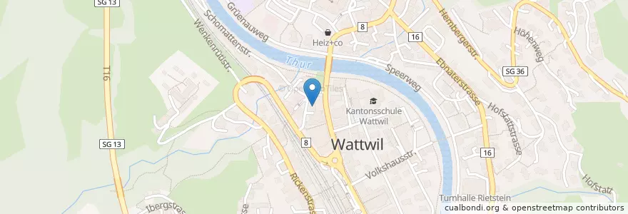 Mapa de ubicacion de Gemeinschaftspraxis Dr. Güntert en Switzerland, Sankt Gallen, Wahlkreis Toggenburg, Wattwil.