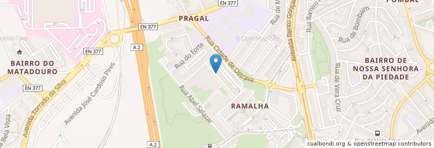 Mapa de ubicacion de Camacho en پرتغال, Área Metropolitana De Lisboa, ستوبال, Península De Setúbal, Almada, Almada, Cova Da Piedade, Pragal E Cacilhas.