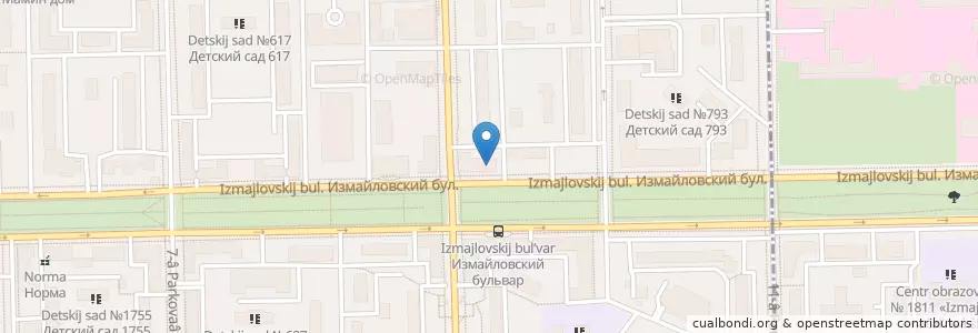 Mapa de ubicacion de Папа Джонс en 俄罗斯/俄羅斯, Центральный Федеральный Округ, Москва, Восточный Административный Округ, Район Измайлово.