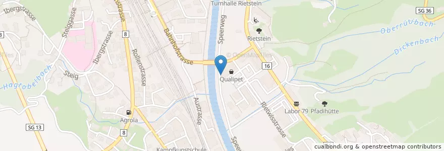 Mapa de ubicacion de Frauenklinik Casablanca en Schweiz/Suisse/Svizzera/Svizra, Sankt Gallen, Wahlkreis Toggenburg, Wattwil.