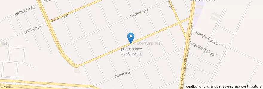 Mapa de ubicacion de تلفن عمومی en İran, Razavi Horasan Eyaleti, شهرستان مشهد, مشهد, بخش مرکزی شهرستان مشهد.