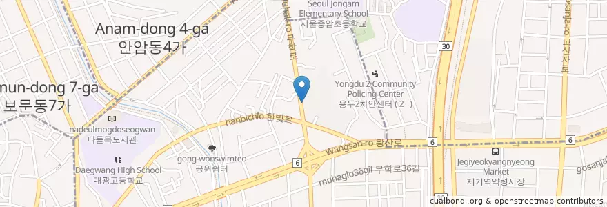 Mapa de ubicacion de Cafe 아도니스 en 대한민국, 서울, 동대문구, 용신동.