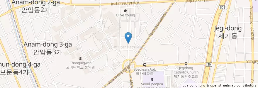 Mapa de ubicacion de Starbucks Coffee en 대한민국, 서울, 동대문구.