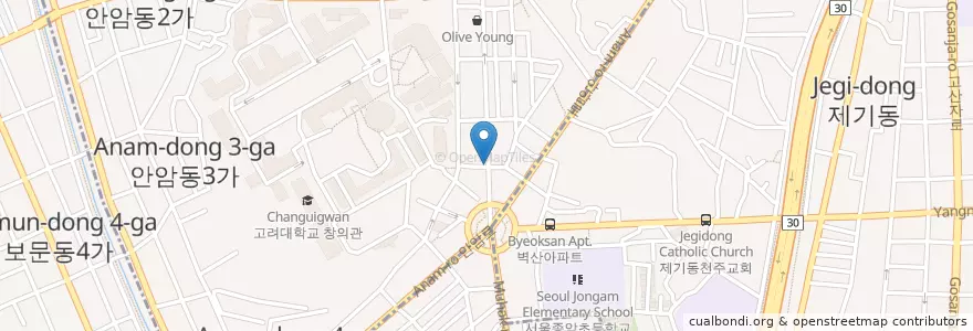 Mapa de ubicacion de Holly's Coffee en 韩国/南韓, 首尔, 東大門區.