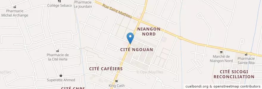 Mapa de ubicacion de Orange Money en 코트디부아르, 아비장, Yopougon.