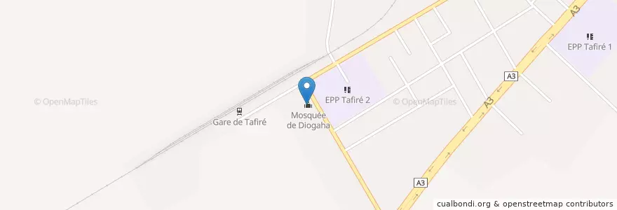 Mapa de ubicacion de Mosquée de Diogaha en Costa Do Marfim, Vallée Du Bandama, Hambol.